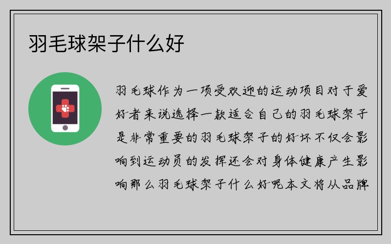 羽毛球架子什么好