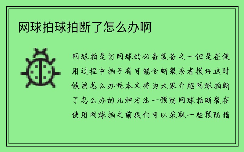 网球拍球拍断了怎么办啊